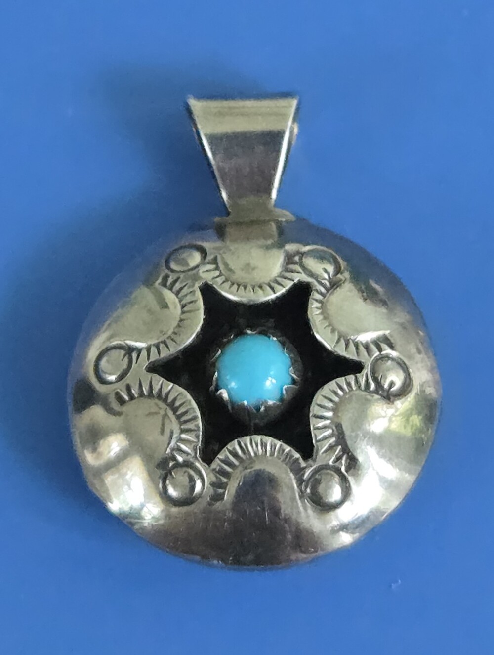 Cecil Perry Vintage Shadow Box Pendant Sterling Silver/Turquoise/Opal New & HTF